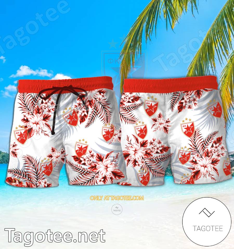 Red Star Beograd Logo Hawaiian Shirt And Shorts - BiShop a