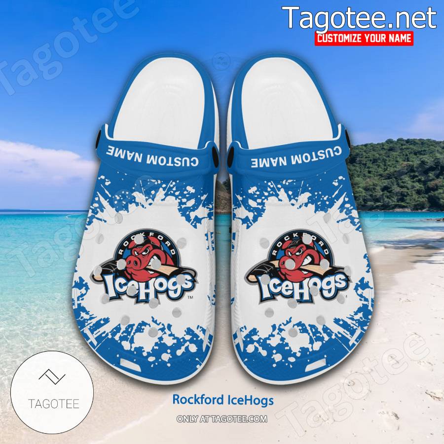 Rockford IceHogs Logo Crocs Clogs - BiShop a