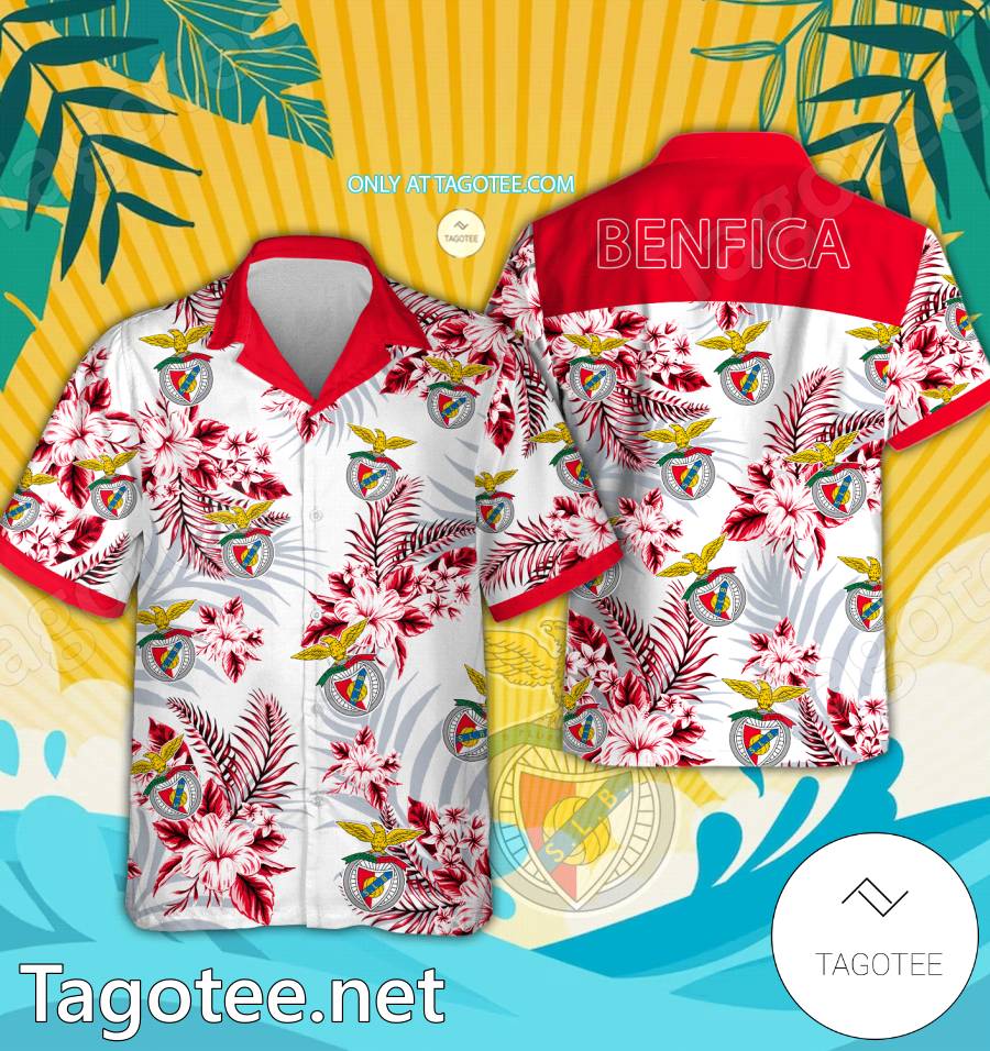 SL Benfica Logo Hawaiian Shirt And Shorts - BiShop