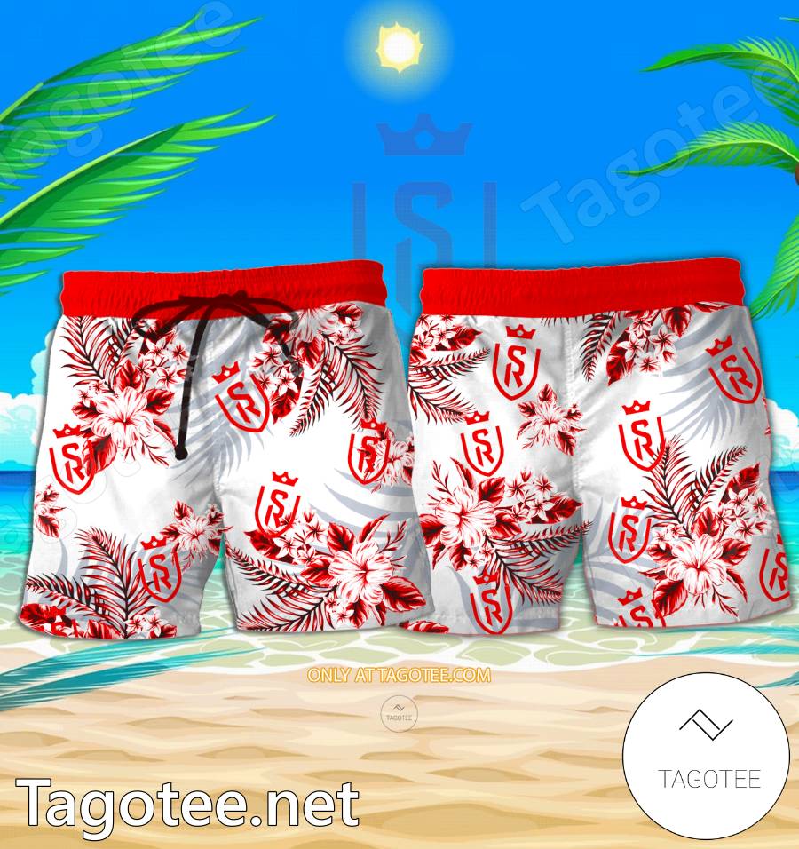 Stade Reims Logo Hawaiian Shirt And Shorts - BiShop a