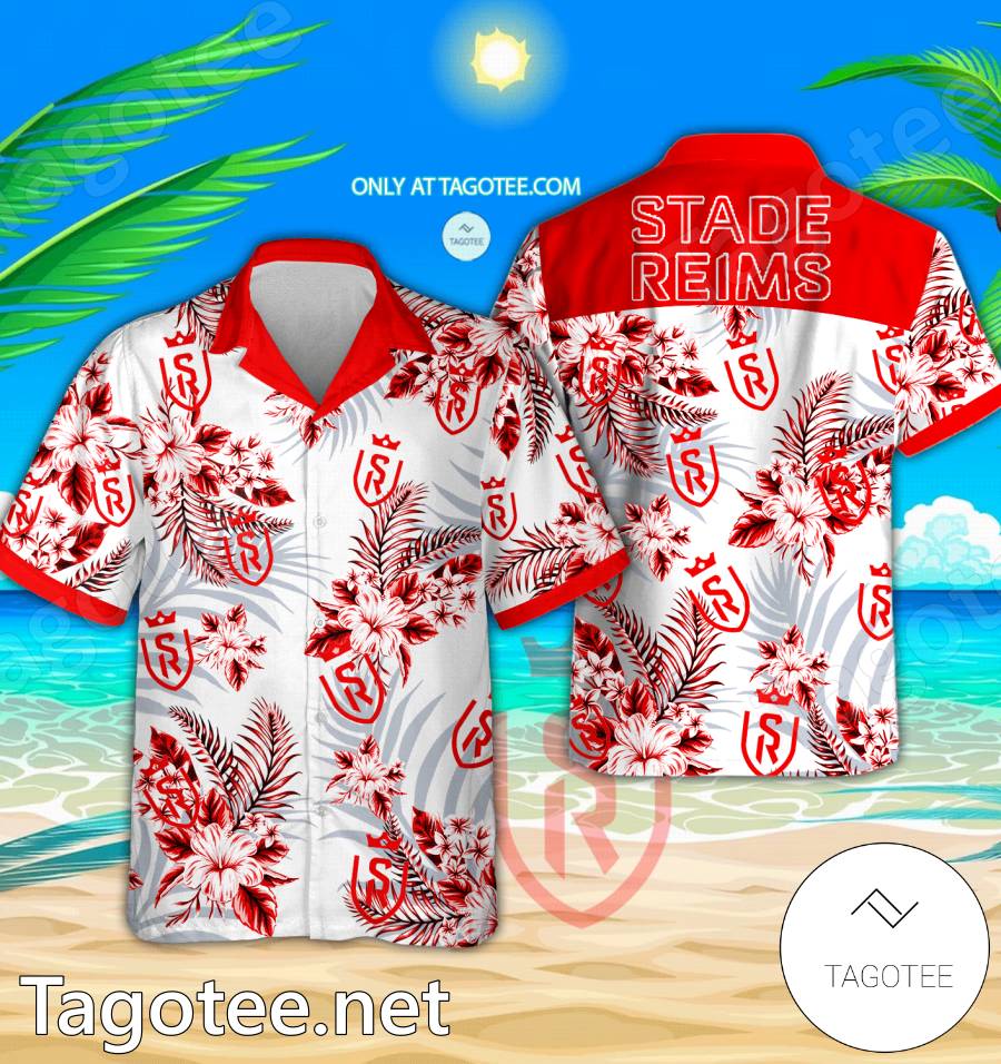 Stade Reims Logo Hawaiian Shirt And Shorts - BiShop