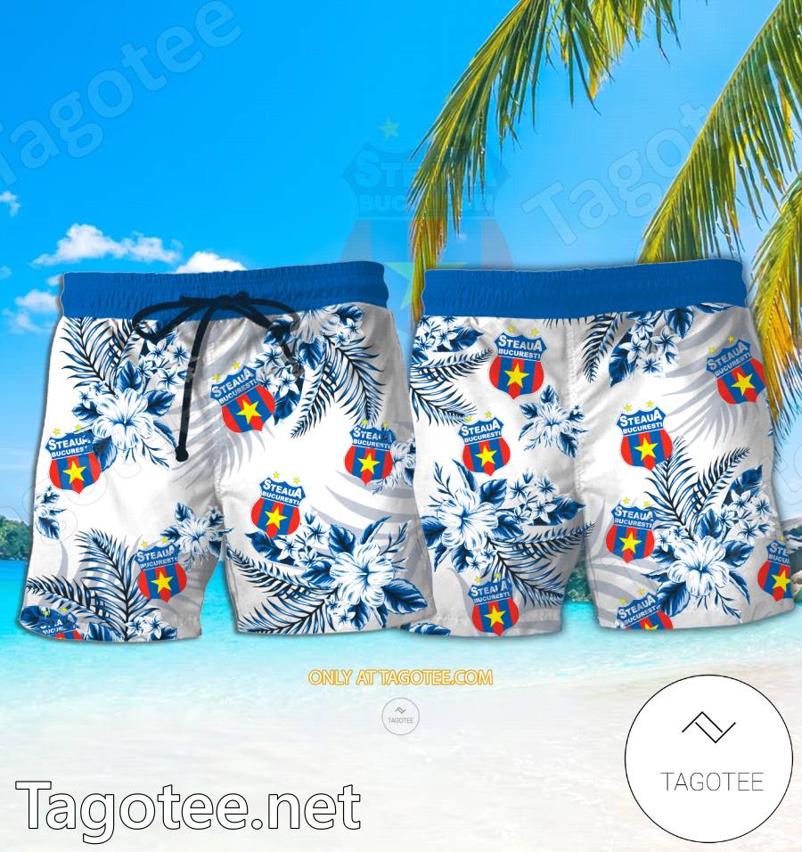 Steaua București Logo Hawaiian Shirt And Shorts – BiShop a