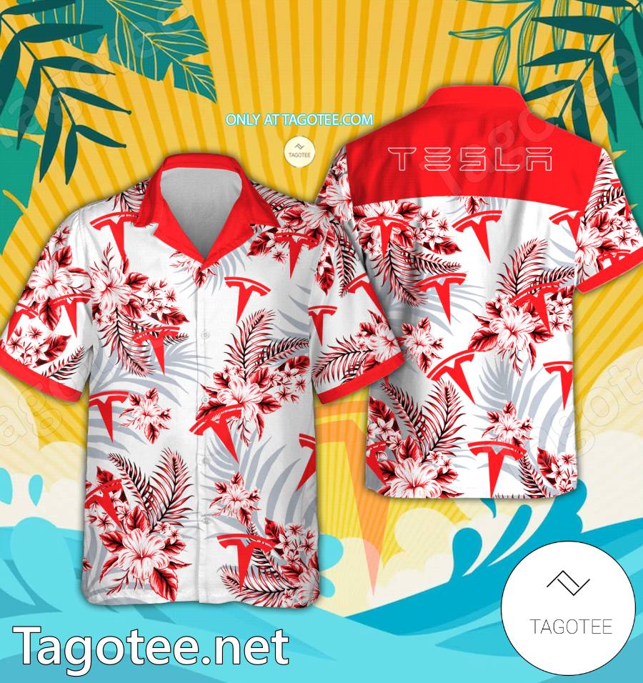 Tesla Logo Hawaiian Shirt And Shorts - EmonShop