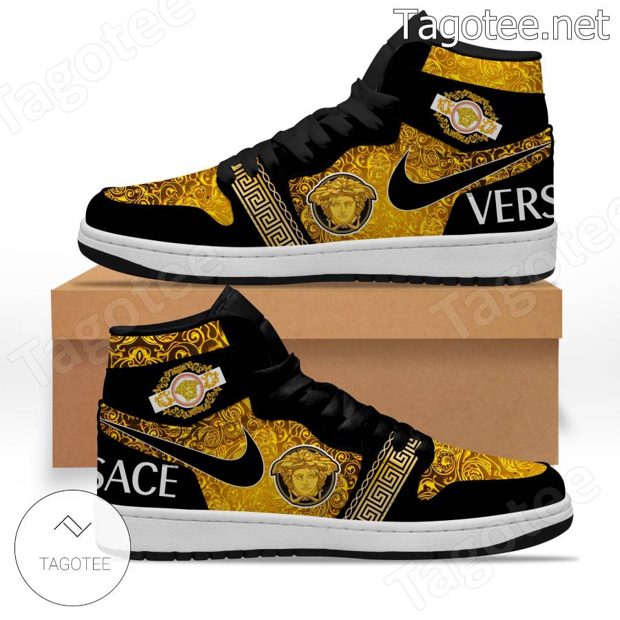 Versace Baroque Pattern Air Jordan High Top Shoes a