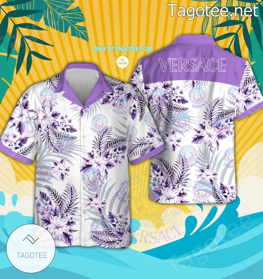 Versace Logo Hawaiian Shirt And Shorts - EmonShop