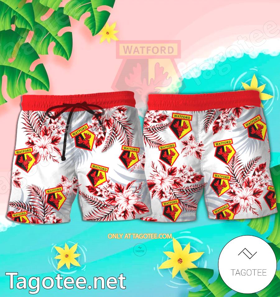 Watford Football Club Logo Hawaiian Shirt And Shorts - BiShop a