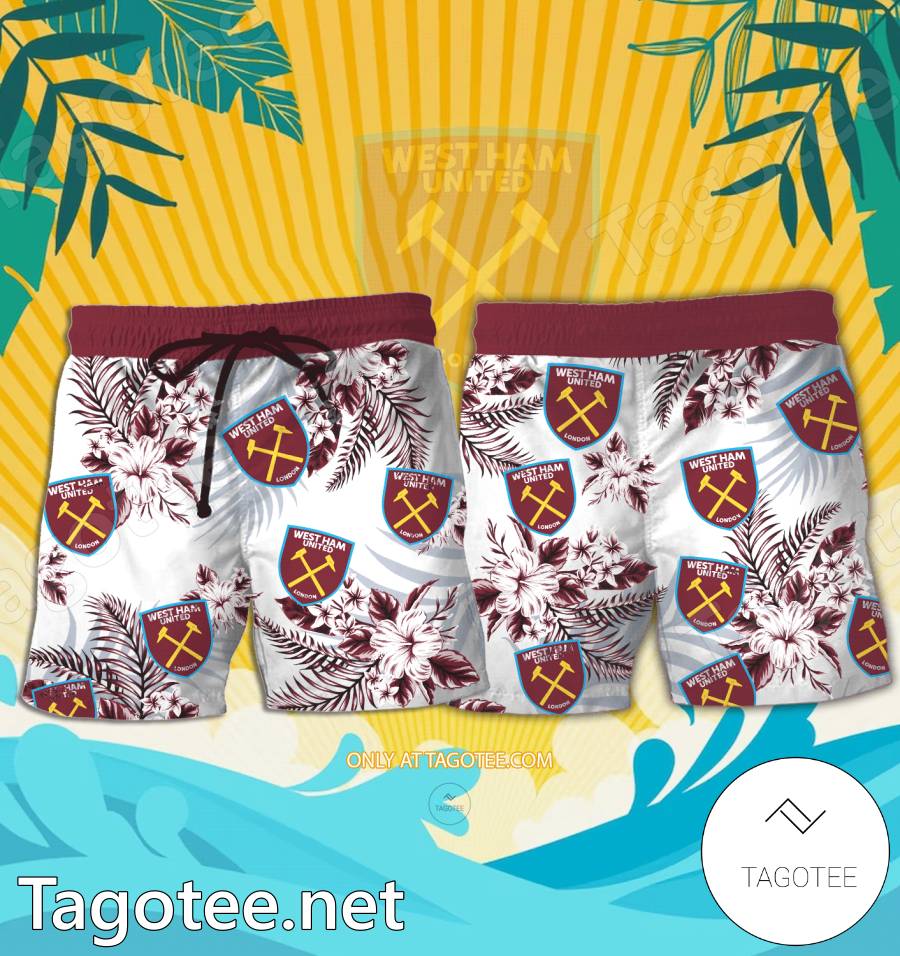 West Ham Logo Hawaiian Shirt And Shorts - BiShop a