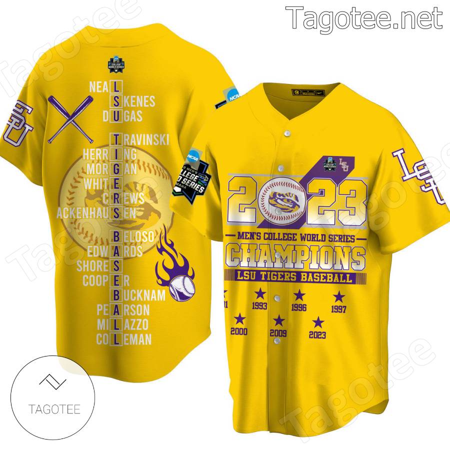 2023 Men's College World Series Champions Lsu Tigers Baseball Players Name Baseball Jersey