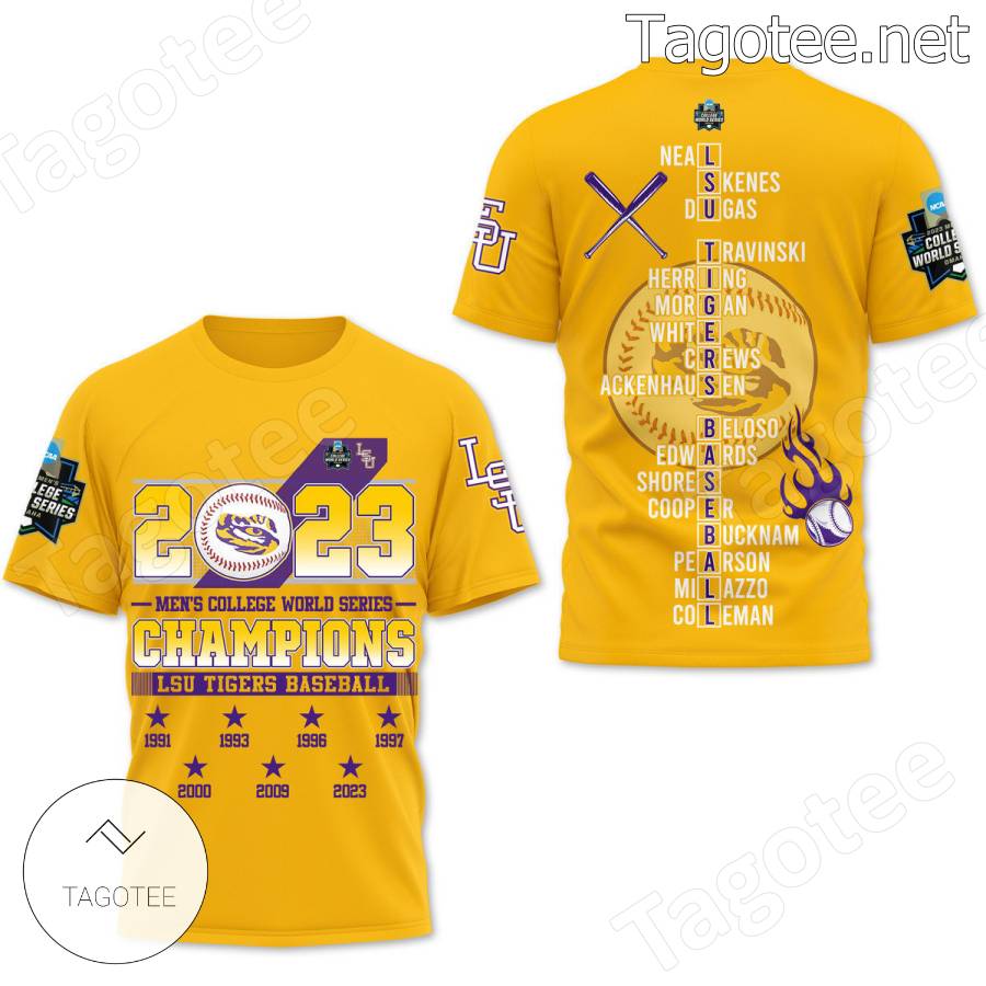 2023 Men's College World Series Champions Lsu Tigers Baseball Players Name T-shirt, Hoodie