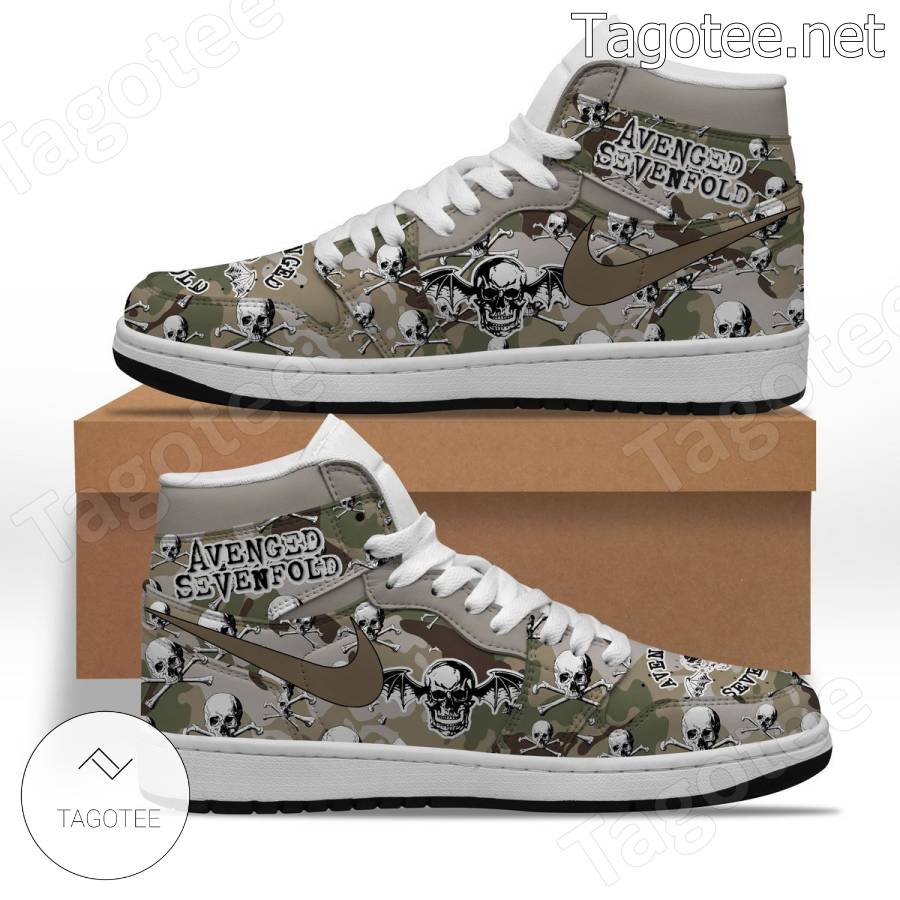 Avenged Sevenfold Skull Camo Pattern Air Jordan High Top Shoes a