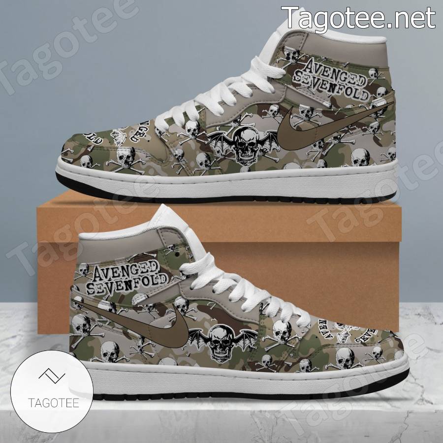 Avenged Sevenfold Skull Camo Pattern Air Jordan High Top Shoes