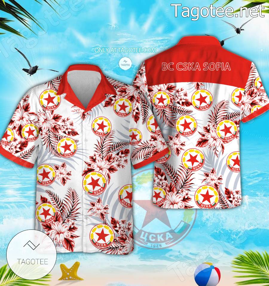 BC CSKA Sofia Logo Hawaiian Shirt And Shorts - EmonShop