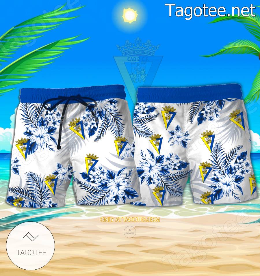 Cádiz CF Logo Hawaiian Shirt And Shorts - BiShop a