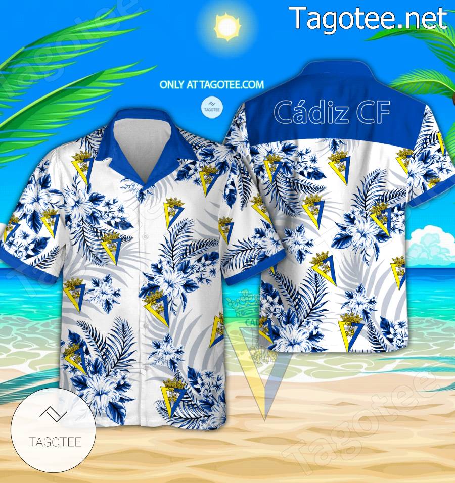 Cádiz CF Logo Hawaiian Shirt And Shorts - BiShop