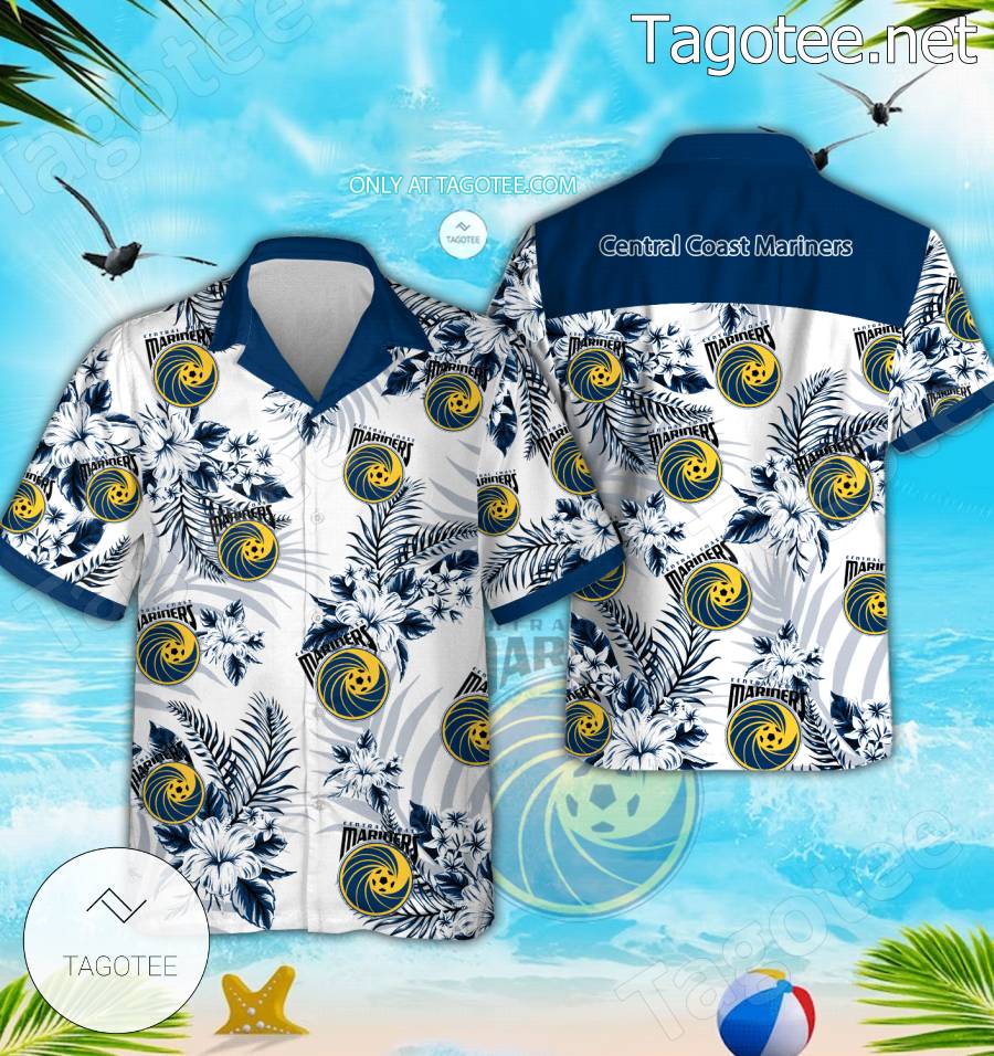 Central Coast Mariners Logo Hawaiian Shirt And Shorts - BiShop