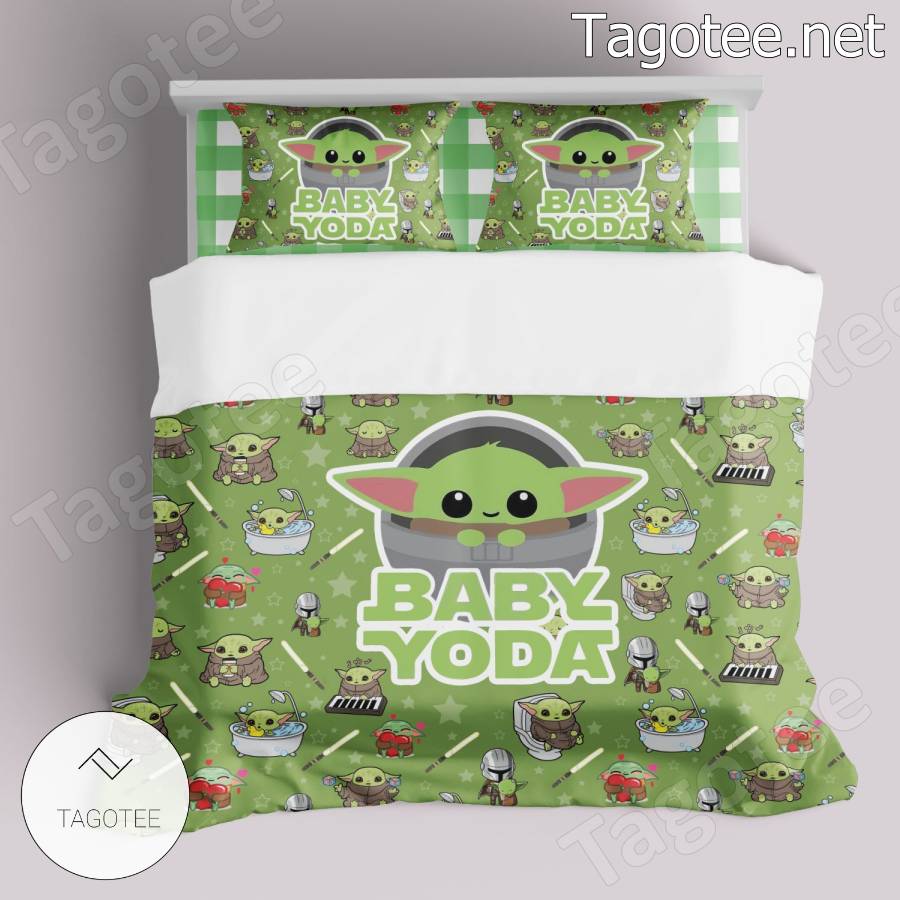 Cute Baby Yoda Green Bedding Set