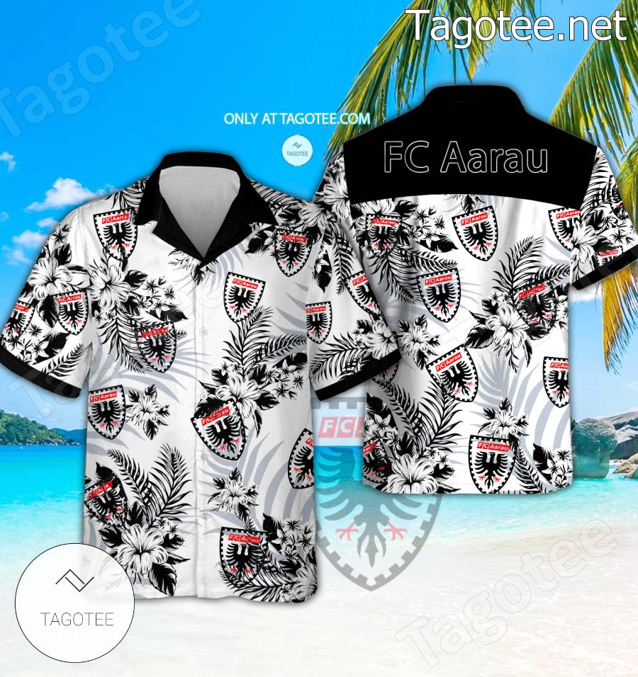 FC Aarau Logo Hawaiian Shirt And Shorts - BiShop