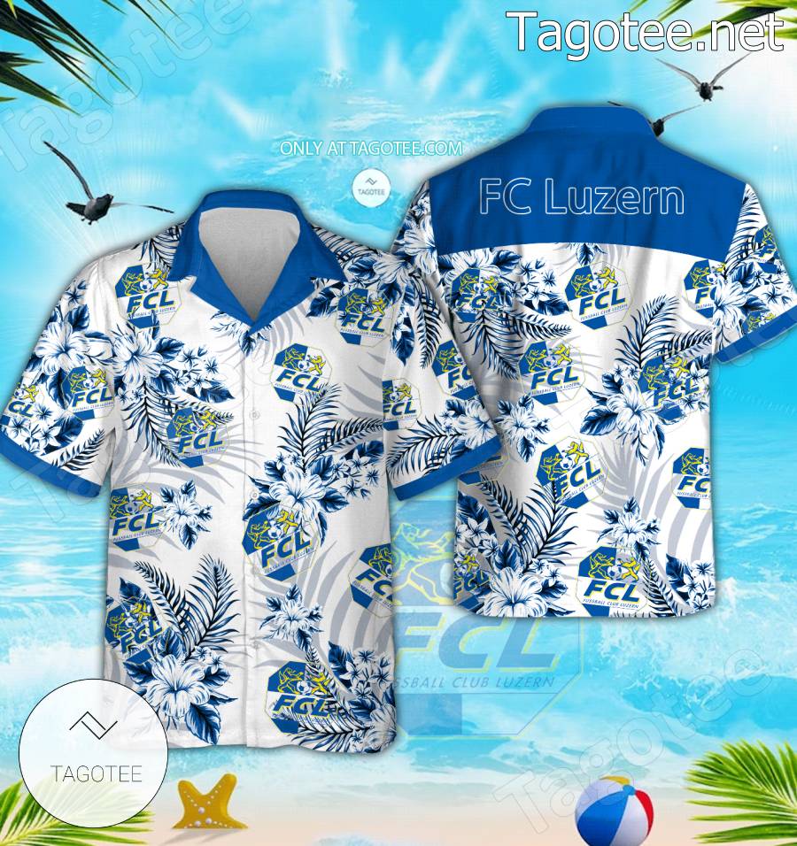 FC Luzern Logo Hawaiian Shirt And Shorts - BiShop