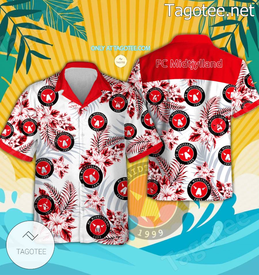 FC Midtjylland Beach Hawaiian Shirt, Shorts - BiShop