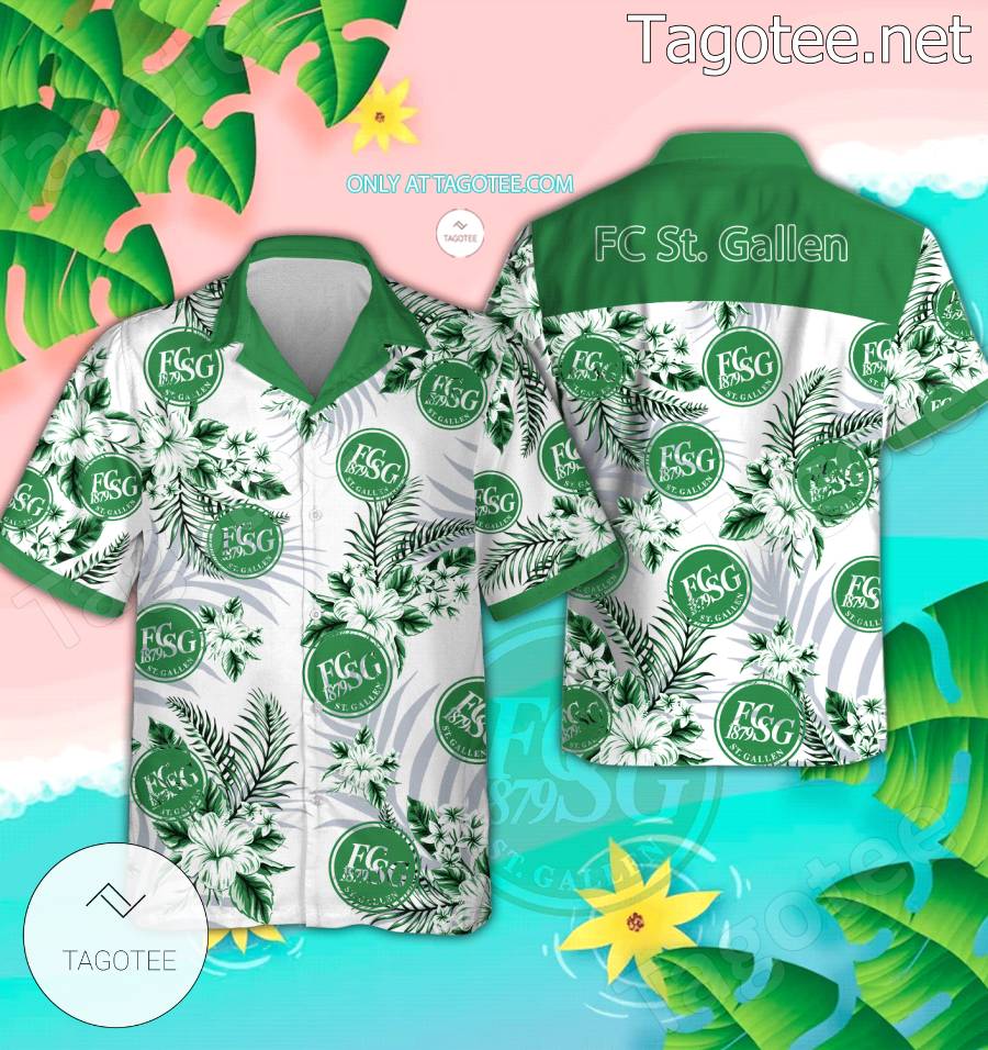 FC St. Gallen Logo Hawaiian Shirt And Shorts - BiShop