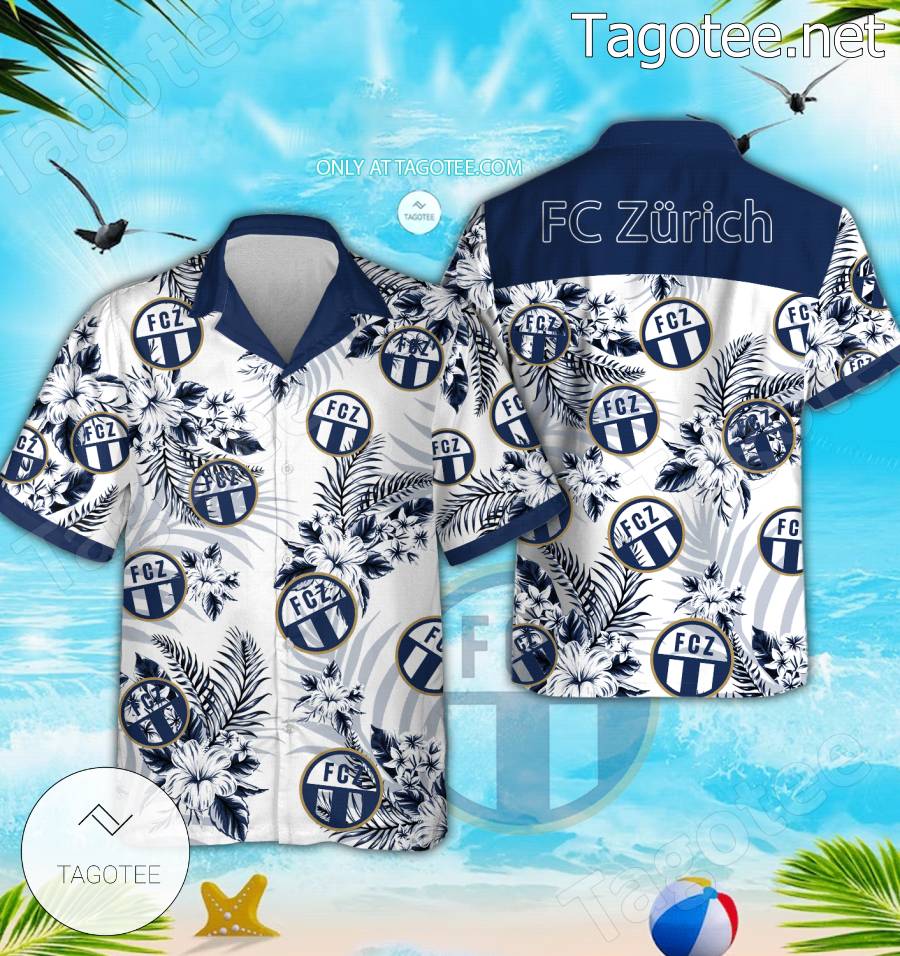 FC Zürich Logo Hawaiian Shirt And Shorts - BiShop