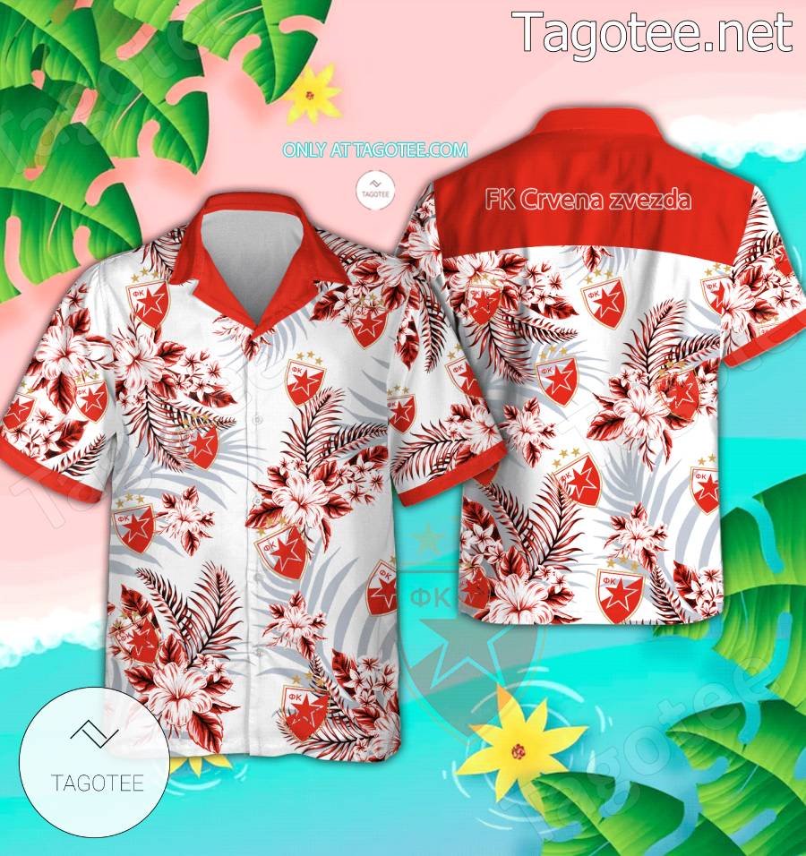 FK Crvena zvezda Beach Hawaiian Shirt, Shorts - BiShop