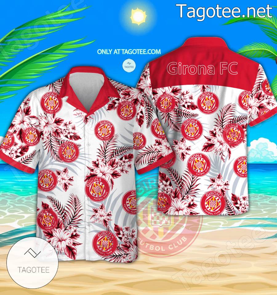 Girona FC Logo Hawaiian Shirt And Shorts - BiShop