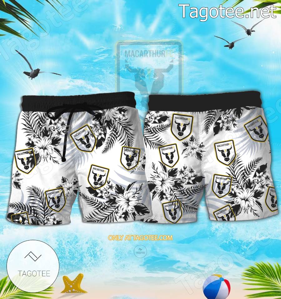 Macarthur FC Logo Hawaiian Shirt And Shorts - BiShop a