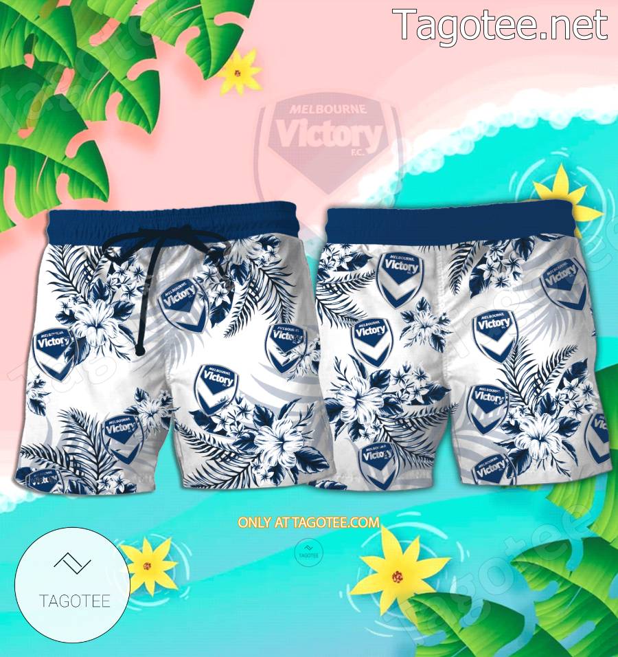 Melbourne Victory Logo Hawaiian Shirt And Shorts - BiShop a