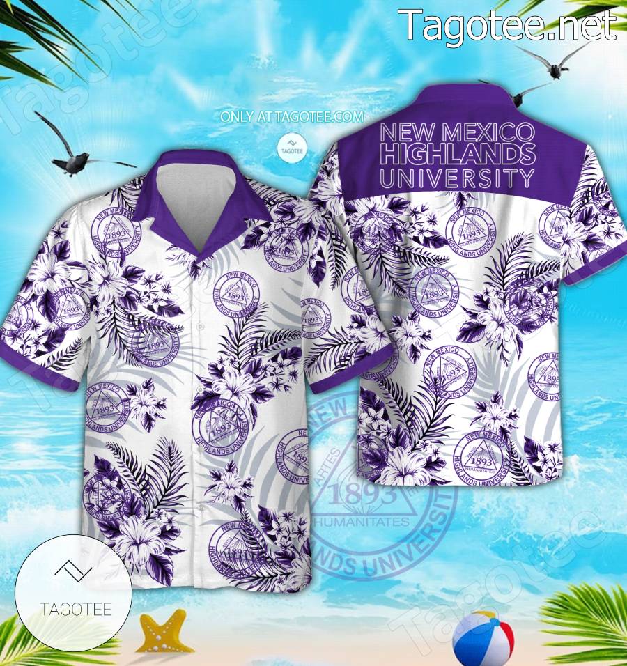 New Mexico Highlands University Short Sleeve Aloha Shirt, Shorts - EmonShop