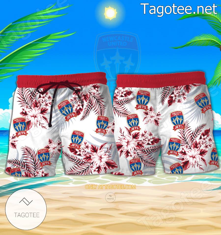 Newcastle Jets Logo Hawaiian Shirt And Shorts - BiShop a