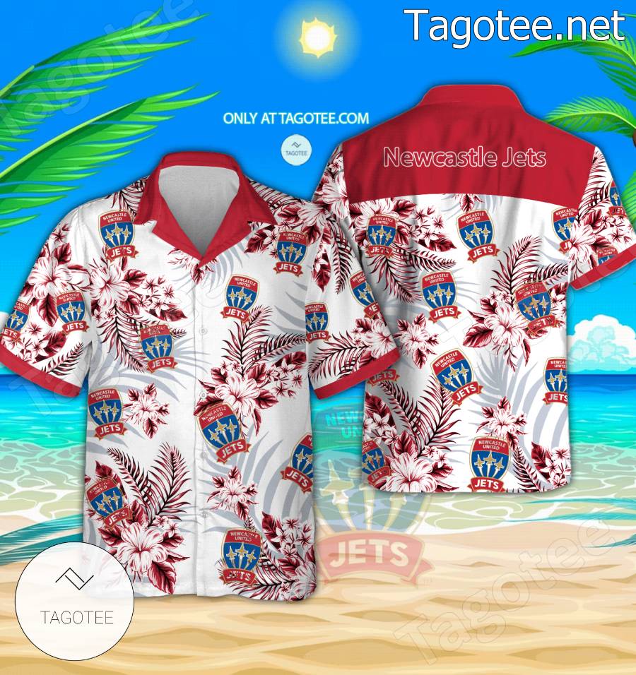 Newcastle Jets Logo Hawaiian Shirt And Shorts - BiShop