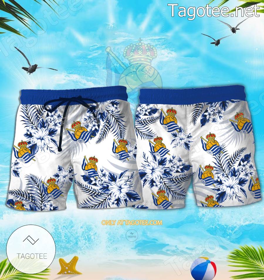 Real Sociedad Logo Hawaiian Shirt And Shorts - BiShop a