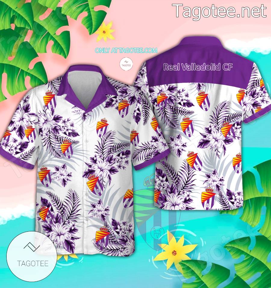 Real Valladolid CF Logo Hawaiian Shirt And Shorts - BiShop