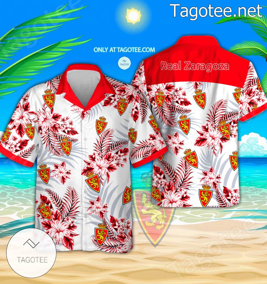 Real Zaragoza Logo Hawaiian Shirt And Shorts - BiShop