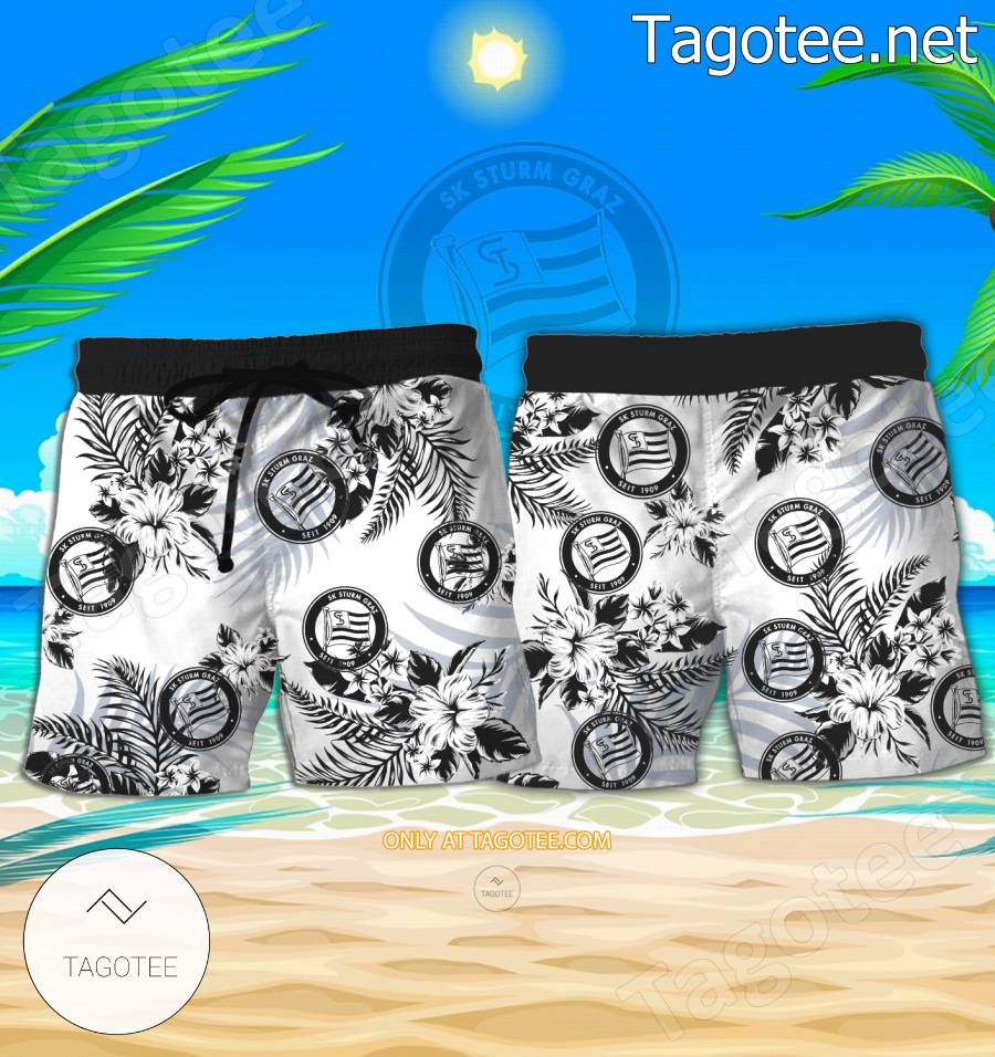 SK Sturm Graz Beach Hawaiian Shirt, Shorts - BiShop a