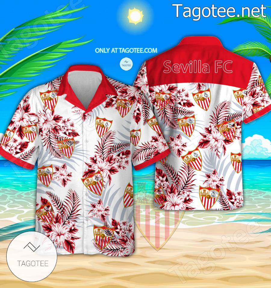 Sevilla FC Logo Hawaiian Shirt And Shorts - BiShop