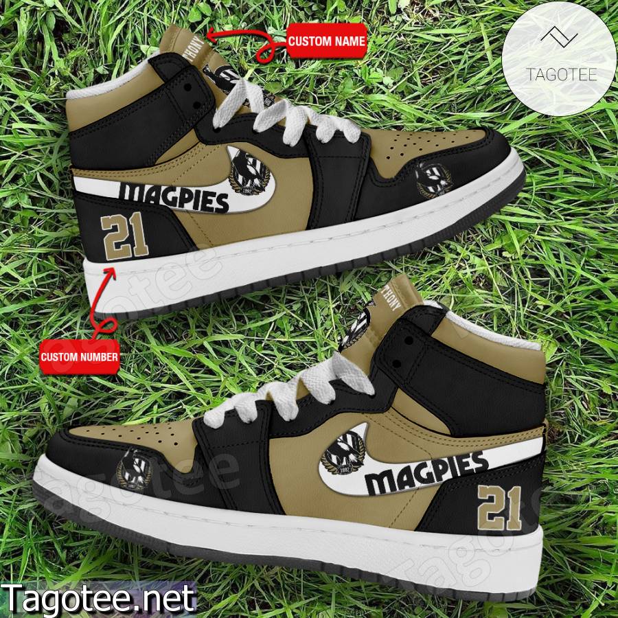 Collingwood Magpies Club Custom Air Jordan High Top Shoes a