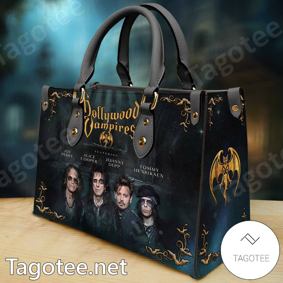 Hollywood Vampires Featuring Joe Perry Alice Cooper Johnny Depp And Tommy Henriksen Handbag