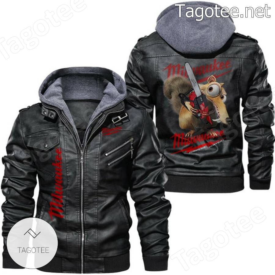 Scrat Ice Age Hugging Yamaha Logo Leather Jacket