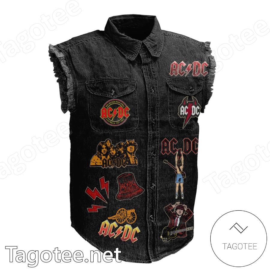 Ac Dc I Got My Bell Gonna Take Ya To Hell Denim Vest Sleeveless Jacket a