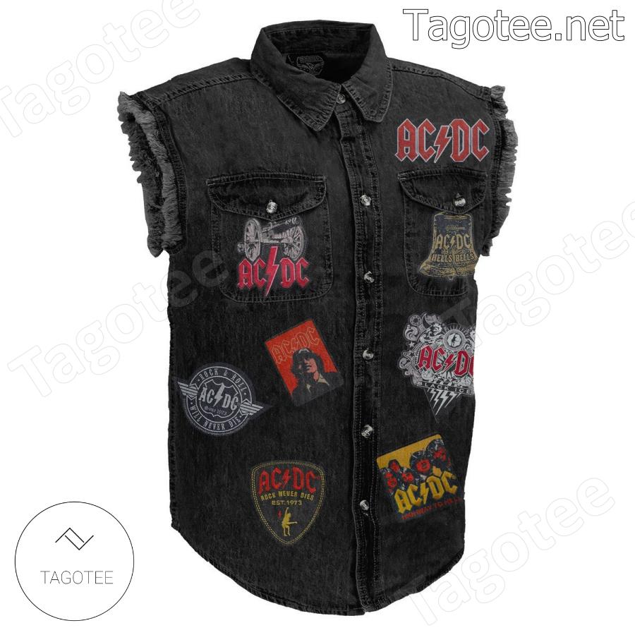 Ac Dc I Got My Bell I'm Gonna Take You To Hell Sleeveless Jean Jacket a