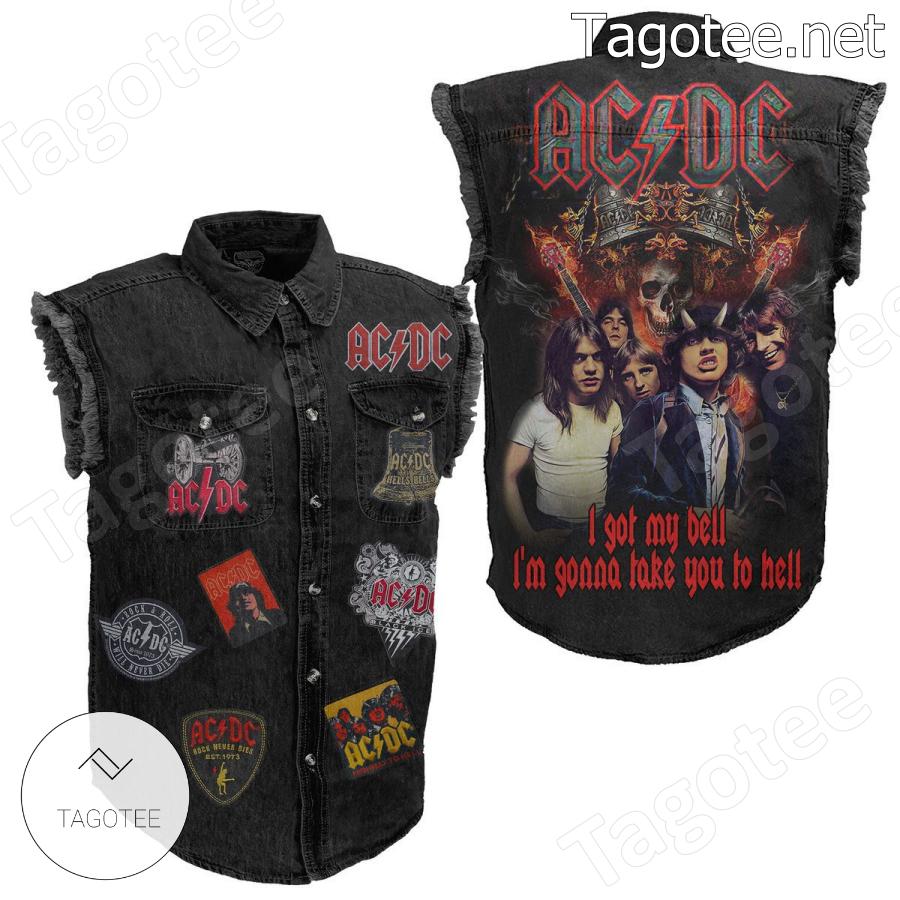 Ac Dc I Got My Bell I'm Gonna Take You To Hell Sleeveless Jean Jacket