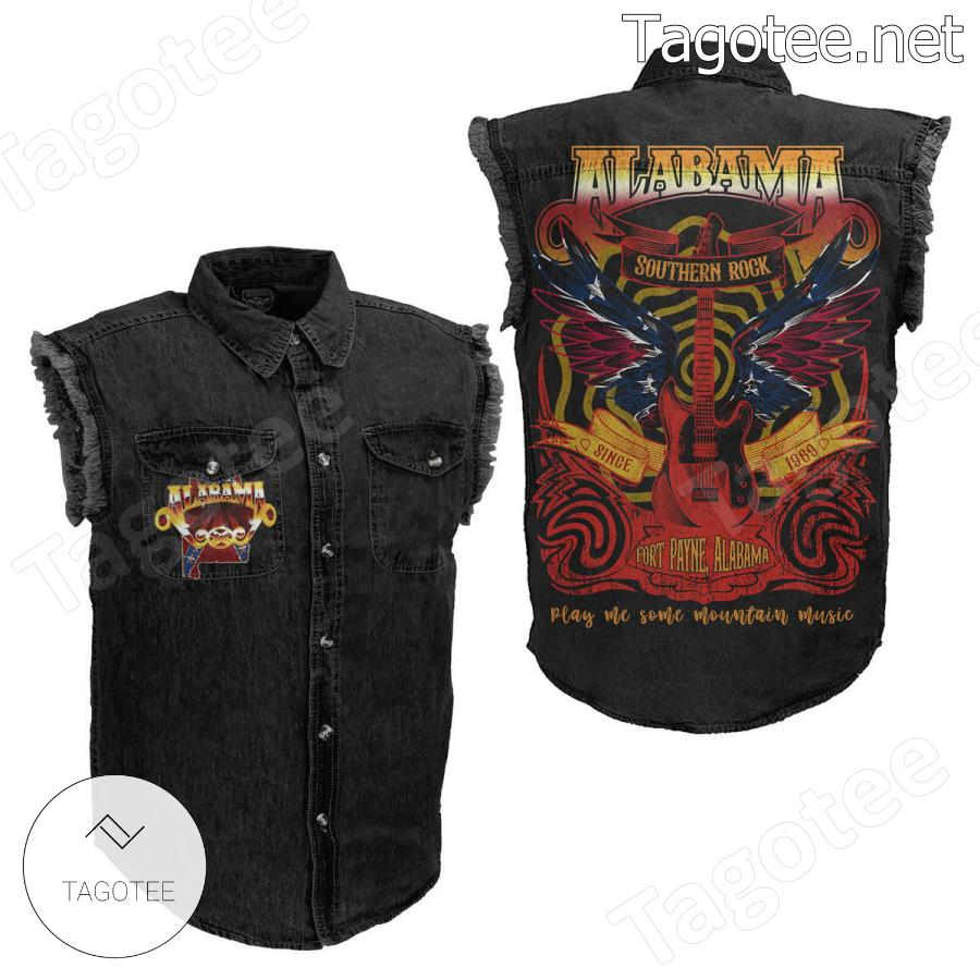 Alabama Play Me Some Mountain Music Sleeveless Denim Jacket