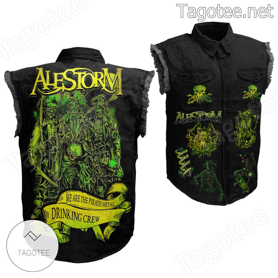 Alestorm We Are The Pirate Metal Drinking Crew Sleeveless Denim Jacket