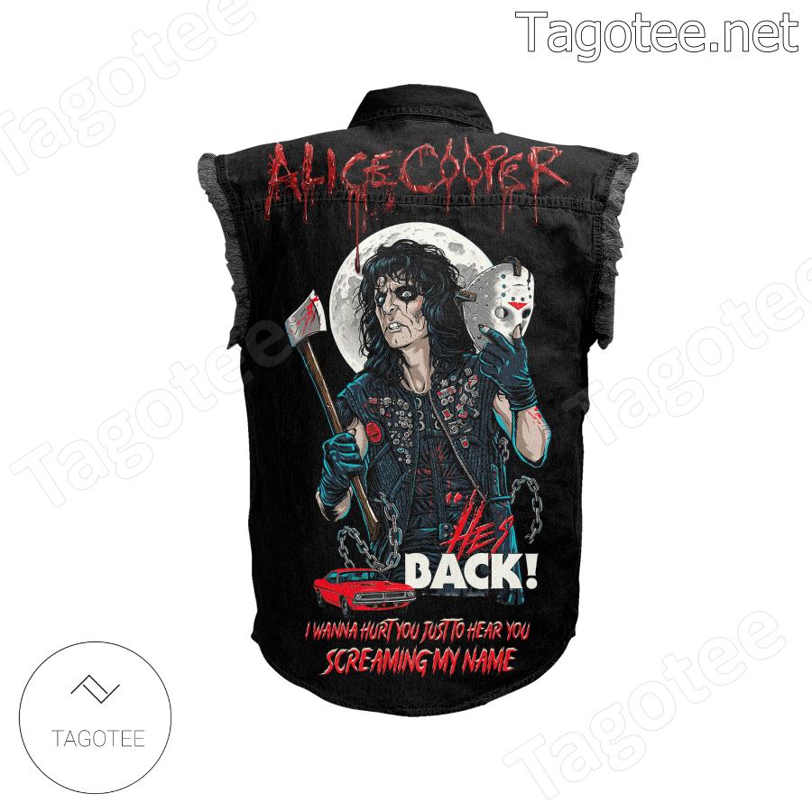 Alice Cooper He's Back Sleeveless Denim Jacket a