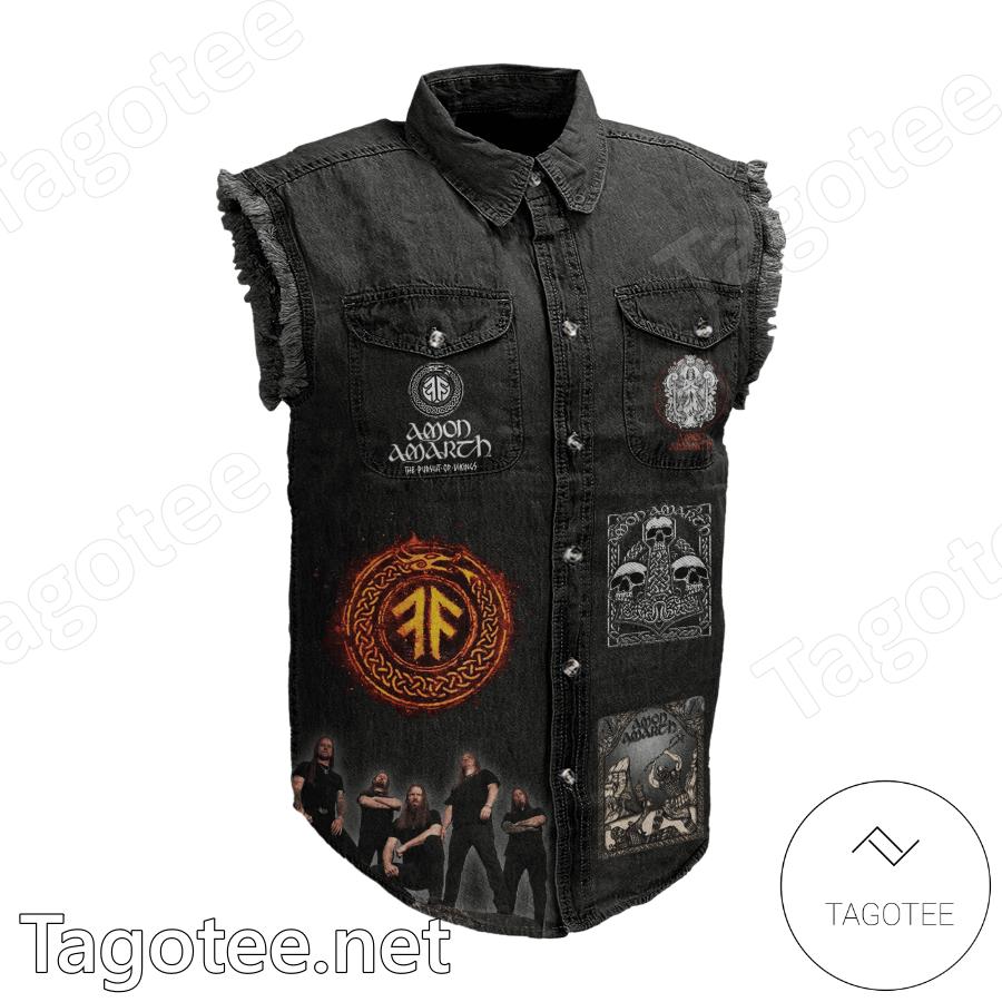 Amon Amarth Twilight Of The Thunder God Denim Vest Sleeveless Jacket a