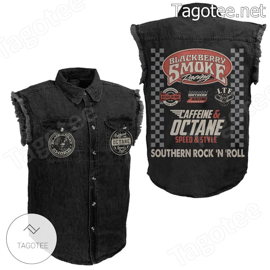 Blackberry Smoke Racing Southern Rock N Roll Sleeveless Denim Jacket a