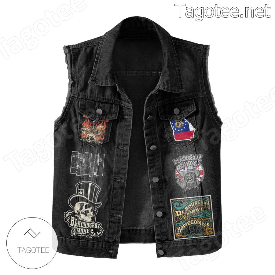 Blackberry Smoke Southern Rock N Roll Sleeveless Denim Jacket a