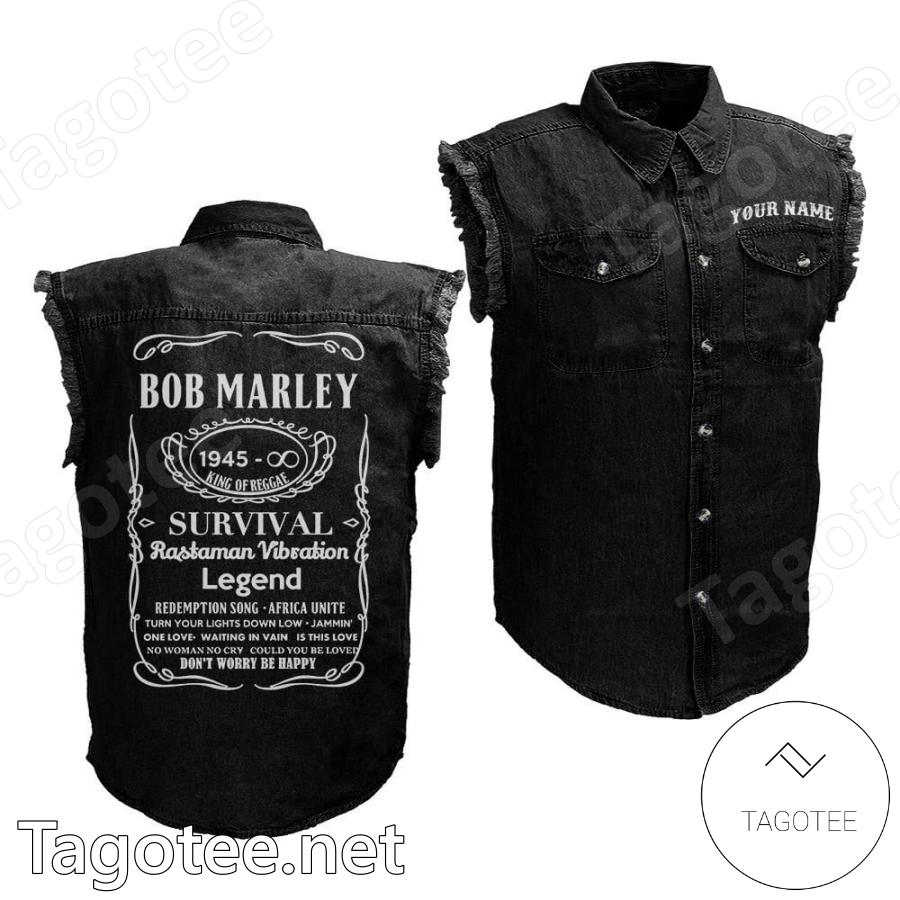 Bob Marley Survival Personalized Sleeveless Denim Jacket